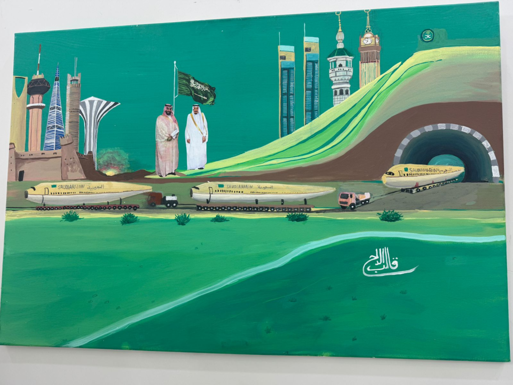 22012-1024x768 وفد جمعية نجوم السياحة بجازان يزور معرض وجدارية الفنان التشكيلي قالب الدلح